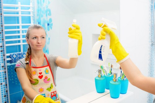 Professional technician cleaning a modern oven