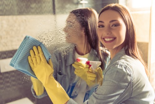 Cleaners using advanced equipment on carpets