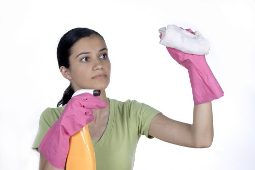 Cleaner removing stains from carpet fibers